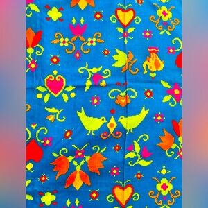 Vintage 60s 70s Psychedelic Hearts Birds Neon Novelty Fabric Material 5 YARDS !
